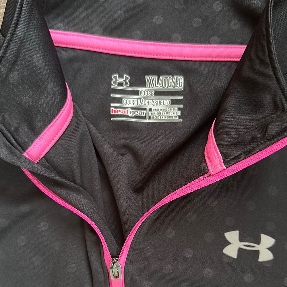 Under Armour Black Pullover with Pink Zipper - Picture 2 of 3